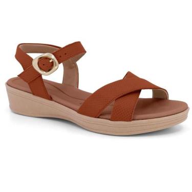 Imagem de Sandalia usaflex em couro ref ud04002 feminino, Marrom, 37