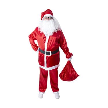 Imagem de Fantasia Papai Noel Adulto Roupa Completa com Saco Natal