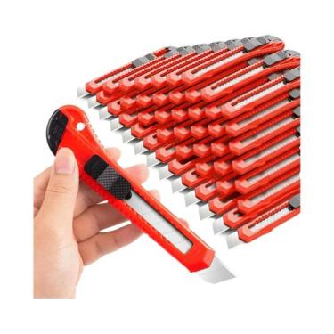 Imagem de Estilete Retrátil Com 30 Lâminas Utilitárias De 18mm De Largura, Faca 