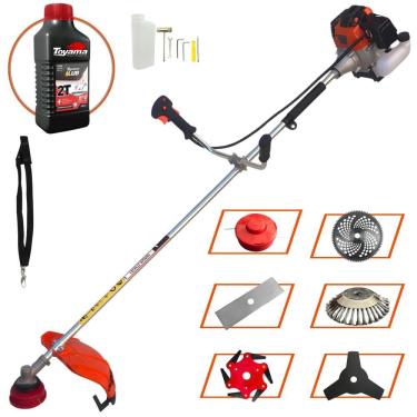 Imagem de Roçadeira Import Way IWRGM2T5X163 63cc 3HP Com Carretel + Faca 2 Pontas + Faca 3 Pontas + Faca 6 Pontas + Faca 80 Dentes Vídea + Escova + Óleo Toyama