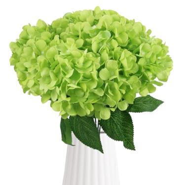 Imagem de IPOPU Flores artificiais de hortênsia de 48 cm, 2 peças de buquês grandes de hortênsias falsas de seda para decoração de casamento em casa, centros de mesa, arranjos florais (champanhe)