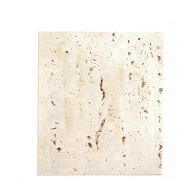 Imagem de Artisanal Abode Telhas de exibição de pedra travertino natural, adereços decorativos de fotografia para joias, cosméticos, decoração de casa, blocos de pedra bege (20 cm x 20 cm)