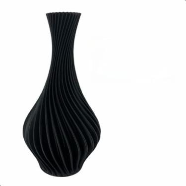 Imagem de Kit 3 Vasos Decorativos Em Espiral Sala Cozinha Decoração Ambiente Plástico (1Unidade 12cm,Preto)