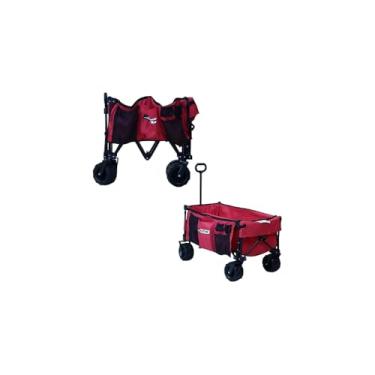 Imagem de Carrinho de Carga Dobrável Multiuso, 80kg, Vermelho, Aço com Pintura Epóxi, Poliéster Oxford 600D, 92x49x89cm, para Camping, Praia, Pescaria