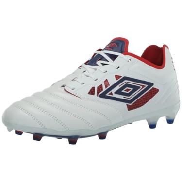 Imagem de Umbro Chuteira de futebol masculina Tocco 4 Premier Fg, Branco/Azul/Vermelho, 40