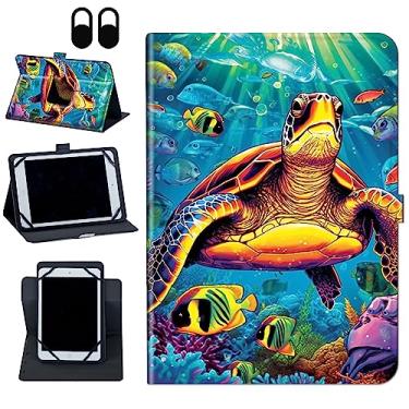 Imagem de Capa universal para tablet eReader de 8 a 9 polegadas, capa protetora com rotação de 360 graus com suporte e fecho magnético, para Galaxy Tab de 20 cm, 8 polegadas, 8,4 polegadas/Fire HD 8