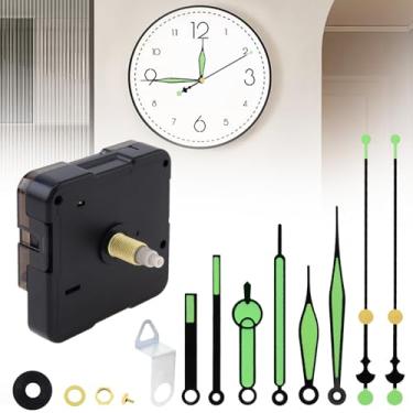 Imagem de MovFlax Kit de mecanismo de relógio silencioso de quartzo de comprimento de eixo de 20 mm com 3 conjuntos de ponteiros brilhantes de 5,5/7,1/7,1 polegadas para bricolagem/reparo, comprimento da rosca