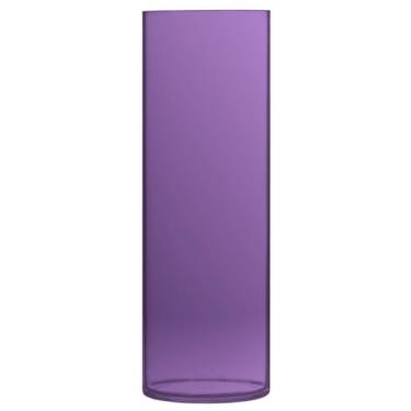 Imagem de JUZIHAI Vaso roxo de cor sólida para flores, 9,9 cm x 30 cm, cilindro de plástico, moderno, vaso de flores para centro de mesa de casamento, decoração de casa