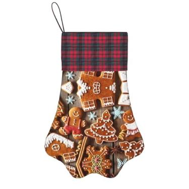 Imagem de SKKNT Meias de Natal com estampa de biscoitos de gengibre, animais de estimação, decoração de Natal, cães, gatos, árvores, doces, presente, conveniente