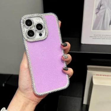Imagem de HTVJFX Capa luxuosa com glitter e proteção para câmera, à prova de choque e flash, para iPhone 12 Pro (roxa)