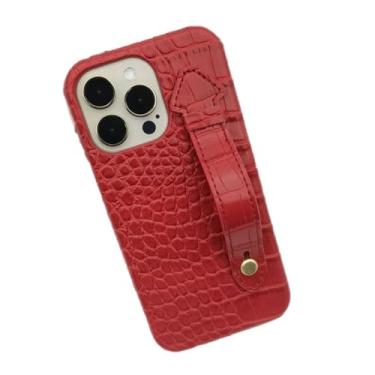 Imagem de IRTGFG Para iPhoe 15plus, alça de pulso adequada, capa de celular, suporte, capa de couro (para iPhoe 15plus/vermelho)