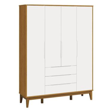 Imagem de Guarda Roupa Infantil Classic Elfe Branco Acetinado Savana Amadeirado - Reller