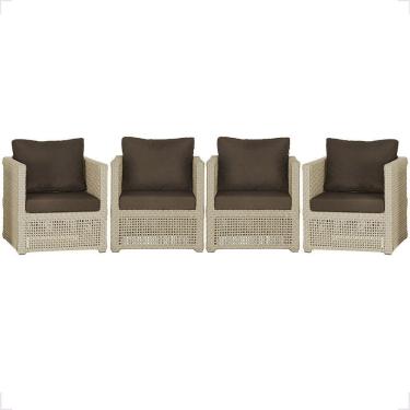 Imagem de 4 Poltronas Madri Alumínio Corda Náutica Estofado 9 Trama Rami