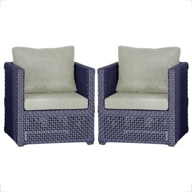 Imagem de 2 Poltronas Madri Alumínio Corda Náutica Estofado 3 Trama Azul