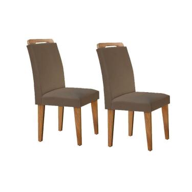 Imagem de Kit 2 Cadeiras De Cozinha Athenas Imbuia-capuccino-suede Capuccino - Rufato