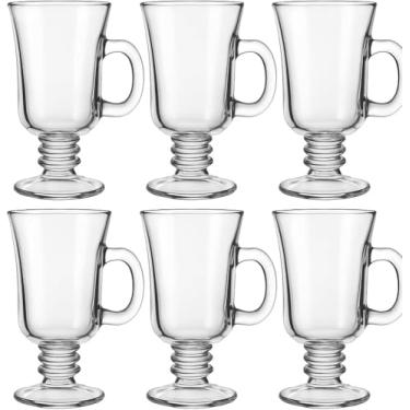 Imagem de Conjunto 6 Taças de Vidro Cappuccino 130 ml com Alça – Copo Estilo Irish Coffee, Vidro Grosso e Resistente, Ideal paraChá, Café e Chocolate Quente