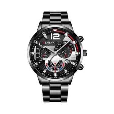 Imagem de Relógios de negócios masculinos moda banda de aço relógio de quartzo m