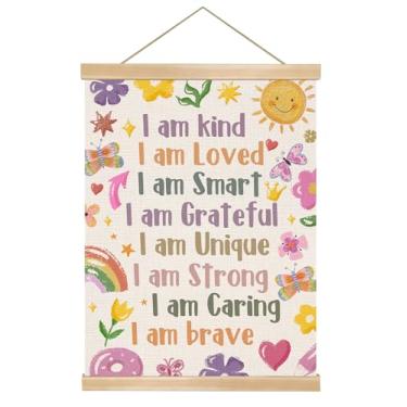 Imagem de You found a duck Arte de parede inspiradora em tela, 35 x 45 cm, impressão de afirmações positivas com borboletas e flores, decoração educacional para quarto infantil, sala de jogos, sala de aula