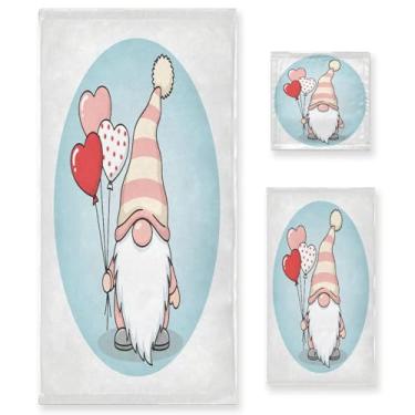 Imagem de Wassud Conjunto de 3 toalhas de banho de gnomo para o dia dos namorados, toalhas super macias e absorventes para banheiro, toalhas de banho de secagem rápida, toalha de banho para academia, spa, hotel