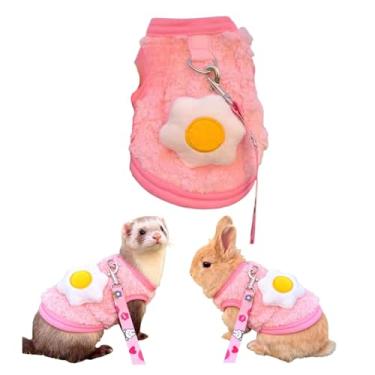 Imagem de Conjunto de coleira e arnês de coelho, combinação de arnês e trela para passeio, roupas de inverno fofas à prova de frio espessas à prova de fuga, adequadas para coelhos, furões e outros animais de