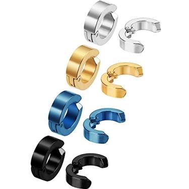 Imagem de Mudder 8 brincos de argola magnética para homens e mulheres, brincos de argola magnética, sem piercing, brincos de clipe de orelha falsos para homens e mulheres, brincos de clipe de aço inoxidável, 4