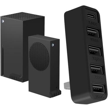 Imagem de Hub USB para Xbox Series X/S, adaptador expansor USB de 5 portas Joso para acessórios Xbox Series S e X com 4 USB 2.0 + 1 USB tipo C para portas de console da série S/Series X - Preto