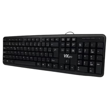 Imagem de Teclado USB Com Fio, Layout ABNT2 Português Brasil, 107 Teclas, Preto, 44 x 14 x 2.5 cm, Para Escritório e Jogos