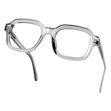 Imagem de Óculos de Proteção Contra Luz Azul JFXQDR Unissex Armação Quadrada Retrô Gamer para Computador Anti reflexo & Proteção UV400 Certificada Modelo RF6214 (Smoke Grey)