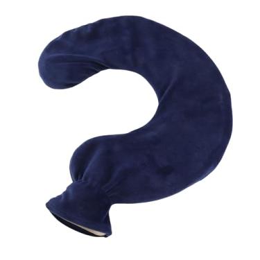 Imagem de GLOGLOW Necessidades Diárias Borracha Macia Com Capa de Poliéster Removível, Capacidade de 1L, Garrafa de água Quente Em Formato de U para Alívio da Dor No Pescoço e Nos Ombros, Nan (Azul-marinho)