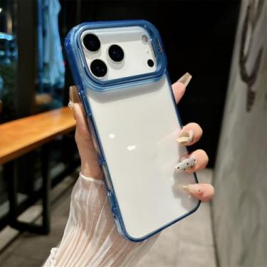 Imagem de Capa transparente com suporte para lente para iPhone 17 Air 15 16 Pro Max 13 14 Plus, cor Armor Candy, com suporte (para iPhone 16e/Azul Marinho)