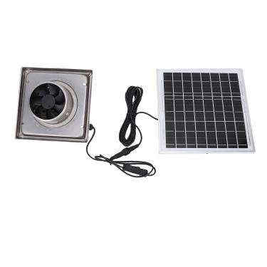 Imagem de Luocute Ventilador de Exaustão Solar, Liga de Alumínio de Aço Inoxidável 8W IP67 Kit de Ventilador de Painel Solar Com Capa de Chuva à Prova D'água Com Adaptador de Energia para