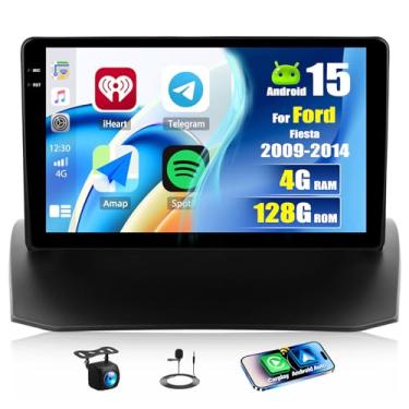 Imagem de [4G + 128G] Rádio de carro Android 15 para Ford Fiesta 2009-2014 com carro sem fio CarPlay Android Auto, tela sensível ao toque de 22.9 cm Ford Fiesta estéreo para carro com WiFi, navegação GPS