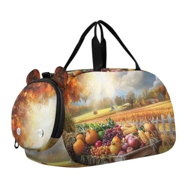 Imagem de Bolsa esportiva para meninos, bolsas noturnas, lindas bolsas de viagem para viagem, bolsa de viagem, Frutas de paisagem de outono, Clássico