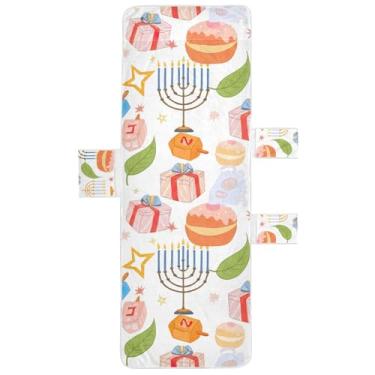 Imagem de Símbolos tradicionais de Hanukkah Menorahs Chaise Lounge Cadeira Toalhas de Praia de Piscina com Bolsos Lavável Espreguiçadeira de Praia 216 cm x 76 cm
