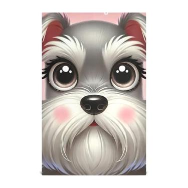 Imagem de Joisal Conjunto de toalha de prato de cozinha de inverno decorativo adorável schnauzer olhos de filhote de cachorro toalhas de mão de chá fofas para lavar louças absorventes macias 45 x 71 cm, 1