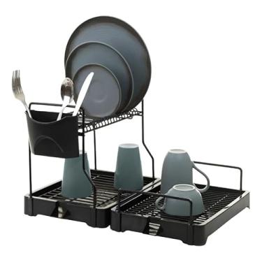 Imagem de Escorredor de pratos grande com bandeja coletora de gordura, comporta 19 pratos.