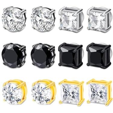 Imagem de SIISPRI Brincos magnéticos para mulheres e homens, brincos de pressão hipoalergênicos, brincos falsos, unissex, não perfurantes, zircônia cúbica, brincos de diamante, masculino Aretes de lman, Small