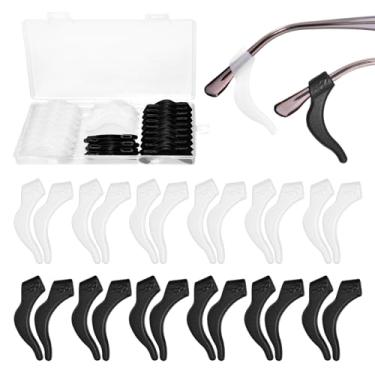 Imagem de 24 pares de ganchos de orelha de silicone antiderrapantes com caixa de armazenamento, retentor de manga para óculos de sol esportivos, leitura de presbiopia, 12, preto, 12, branco
