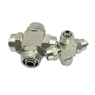 Imagem de Cruz de torção rápida de quatro vias cobre niquelado fechadura fêmea traqueal pneumática KLPZA4 6 8 10 12 cabeça de bloqueio de derivação 100 peças (100 peças KL-PZA-4)