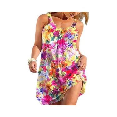 Imagem de Vestido Cami plus Size Com Estampa Floral Leve Sem Mangas Estiloso E C