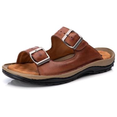 Imagem de Chinelo Masculino Casual Ranster em Couro legítimo com Palmilha Gel confortável-Masculino