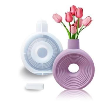Imagem de BIGEBO Moldes de vaso de silicone para concreto de resina, anel moderno, molde de resina para gesso de cimento, molde de arte, faça você mesmo, artesanato, decoração de casa