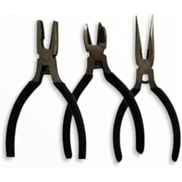 Imagem de Jogo 3 Mini Alicates 4,5'', Aço Carbono, Preto, Bico Meia Cana, Corte Diagonal, Universal, 11 cm, 200g