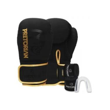 Imagem de Kit Luva De Boxe Muay Thai Fx2 Bandagem + Bucal - Pretorian, Dourado, 