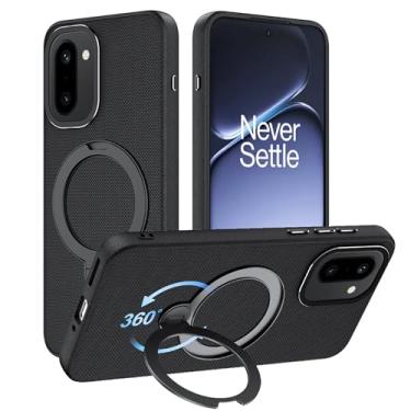 Imagem de Fhyeugfy Capa para OnePlus 15R com suporte magnético giratório 360 [apto para MagSafe] [proteção contra quedas de grau militar] capa à prova de choque - preta