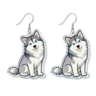 Imagem de OSCCI Adoráveis brincos de acrílico para filhotes de cachorro – Ganchos de liga durável, com tema de animal de estimação fofos, ótimos para roupas casuais e de festa, Acrílico, Sem pedra preciosa