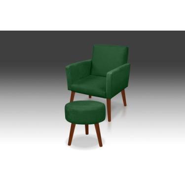 Imagem de Kit 01 Poltrona Nina +01 Puff Redondo Suede Verde-Modena Decor  - CASA