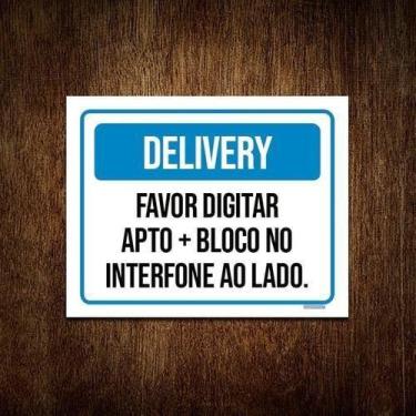 Imagem de Kit 3 Placa Delivery Favor Digitar Apto Interfone - Sinalizo