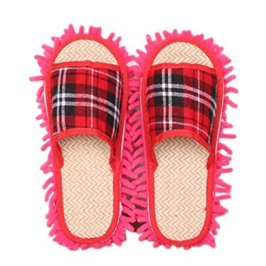 Imagem de Vimeet Chinelos de microfibra limpeza de chão esfregão chinelos de poeira para casa sapatos de limpeza destacáveis ferramenta de limpeza chinelos de dedo aberto unissex