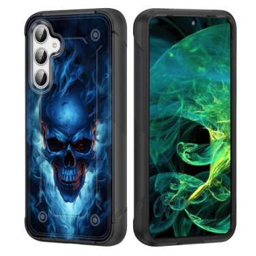 Imagem de wiaekosef Capa para Galaxy S24 Plus, capa protetora de policarbonato rígido de camada dupla resistente e silicone macio à prova de choque para Samsung Galaxy S24 Plus 6,7 polegadas 2024, caveira de